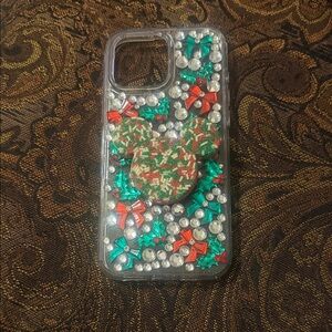 Festive Holiday Phone Case with Disney Mickey PopSocket for iPhone 16 pro max
